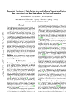 Embedded Emotions -- A Data Driven Approach to Learn Transferable
  Feature Representations from Raw Speech Input for Emotion Recognition