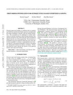 First-order Optimization for Superquantile-based Supervised Learning