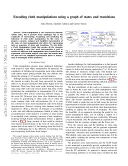 Encoding cloth manipulations using a graph of states and transitions
