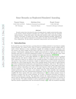 Some Remarks on Replicated Simulated Annealing