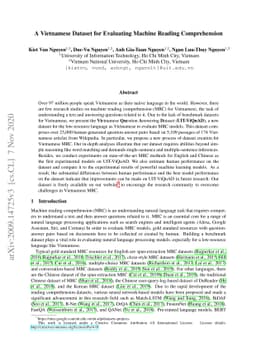 A Vietnamese Dataset for Evaluating Machine Reading Comprehension