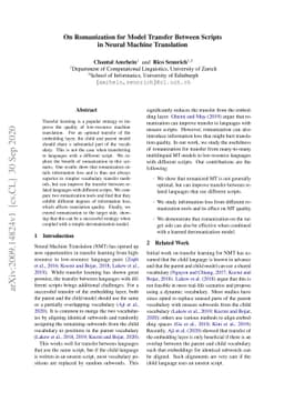 On Romanization for Model Transfer Between Scripts in Neural Machine
  Translation