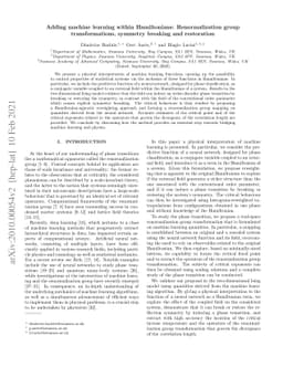Adding machine learning within Hamiltonians: Renormalization group
  transformations, symmetry breaking and restoration