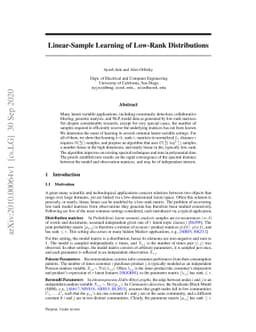 Linear-Sample Learning of Low-Rank Distributions