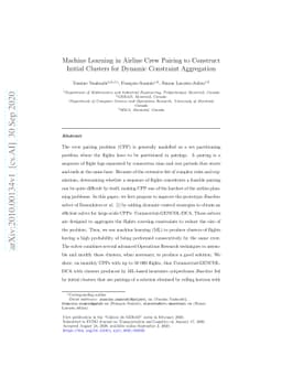 Machine Learning in Airline Crew Pairing to Construct Initial Clusters
  for Dynamic Constraint Aggregation