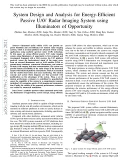 System Design and Analysis for Energy-Efficient Passive UAV Radar
  Imaging System using Illuminators of Opportunity