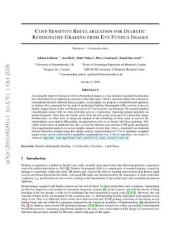 Cost-Sensitive Regularization for Diabetic Retinopathy Grading from Eye
  Fundus Images