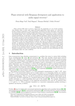Phase retrieval with Bregman divergences and application to audio signal
  recovery