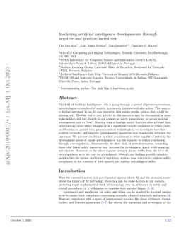 Mediating Artificial Intelligence Developments through Negative and
  Positive Incentives