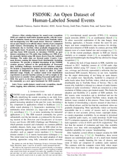 FSD50K: An Open Dataset of Human-Labeled Sound Events