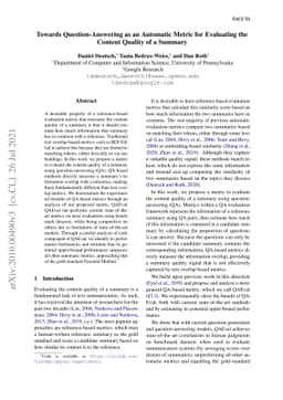 Towards Question-Answering as an Automatic Metric for Evaluating the
  Content Quality of a Summary