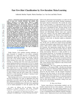 Fast Few-Shot Classification by Few-Iteration Meta-Learning