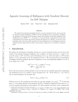 Agnostic Learning of Halfspaces with Gradient Descent via Soft Margins