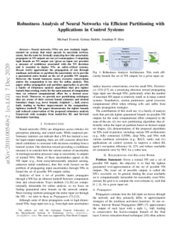 Robustness Analysis of Neural Networks via Efficient Partitioning with
  Applications in Control Systems