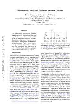 Discontinuous Constituent Parsing as Sequence Labeling