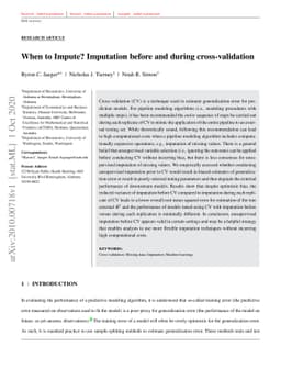 When to Impute? Imputation before and during cross-validation
