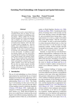 Enriching Word Embeddings with Temporal and Spatial Information