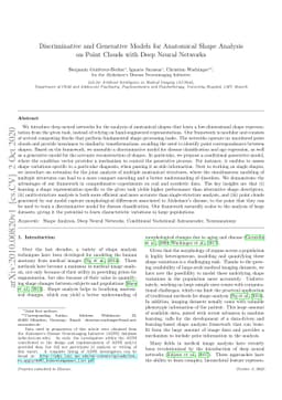 Discriminative and Generative Models for Anatomical Shape Analysison
  Point Clouds with Deep Neural Networks