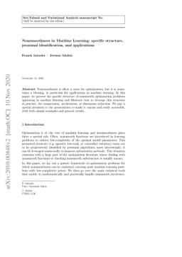 Nonsmoothness in Machine Learning: specific structure, proximal
  identification, and applications