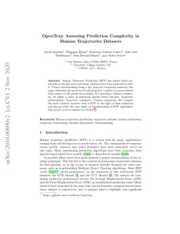 OpenTraj: Assessing Prediction Complexity in Human Trajectories Datasets