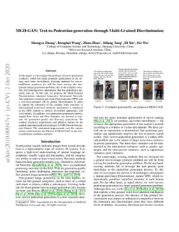 MGD-GAN: Text-to-Pedestrian generation through Multi-Grained
  Discrimination