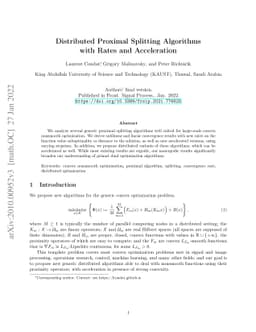 Distributed Proximal Splitting Algorithms with Rates and Acceleration