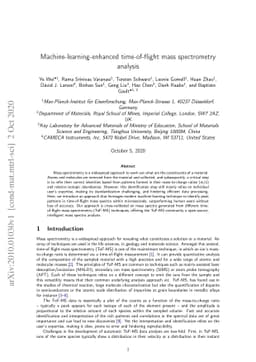 Machine-learning-enhanced time-of-flight mass spectrometry analysis
