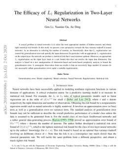 The Efficacy of $L_1$ Regularization in Two-Layer Neural Networks