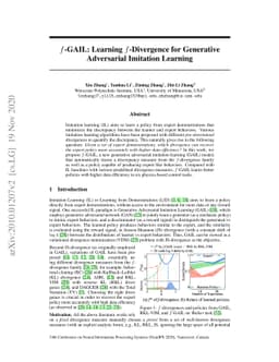 $f$-GAIL: Learning $f$-Divergence for Generative Adversarial Imitation
  Learning