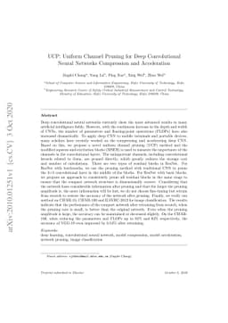 UCP: Uniform Channel Pruning for Deep Convolutional Neural Networks
  Compression and Acceleration