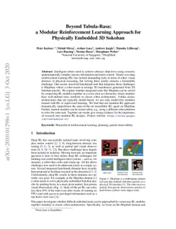 Beyond Tabula-Rasa: a Modular Reinforcement Learning Approach for
  Physically Embedded 3D Sokoban