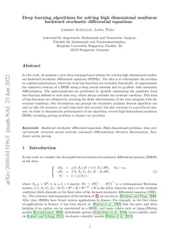 Deep learning algorithms for solving high dimensional nonlinear backward
  stochastic differential equations