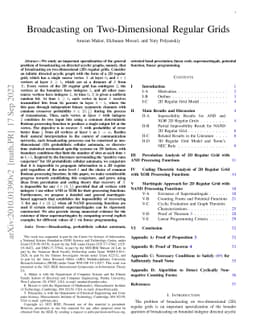 Broadcasting on Two-Dimensional Regular Grids