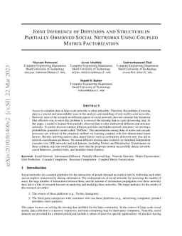 Joint Inference of Diffusion and Structure in Partially Observed Social
  Networks Using Coupled Matrix Factorization