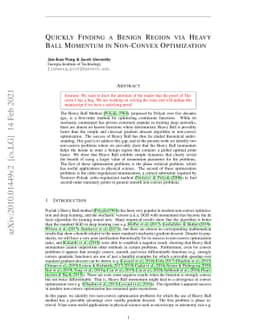 Quickly Finding a Benign Region via Heavy Ball Momentum in Non-Convex
  Optimization