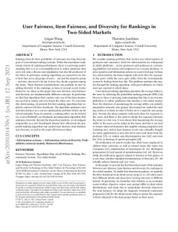User Fairness, Item Fairness, and Diversity for Rankings in Two-Sided
  Markets