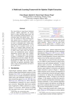 A Multi-task Learning Framework for Opinion Triplet Extraction