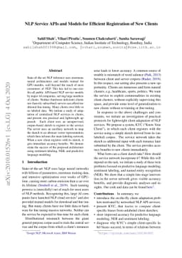 NLP Service APIs and Models for Efficient Registration of New Clients