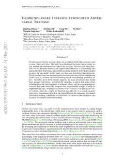 Geometry-aware Instance-reweighted Adversarial Training