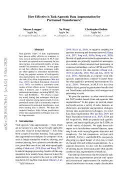 How Effective is Task-Agnostic Data Augmentation for Pretrained
  Transformers?