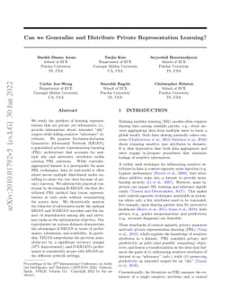 Can we Generalize and Distribute Private Representation Learning?