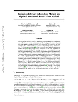 Projection Efficient Subgradient Method and Optimal Nonsmooth
  Frank-Wolfe Method