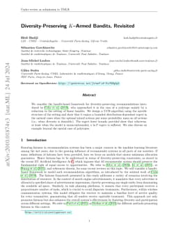 Diversity-Preserving K-Armed Bandits, Revisited