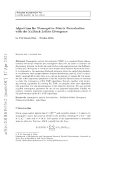 Algorithms for Nonnegative Matrix Factorization with the
  Kullback-Leibler Divergence