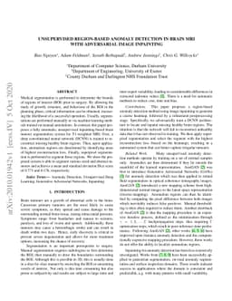 Unsupervised Region-based Anomaly Detection in Brain MRI with
  Adversarial Image Inpainting