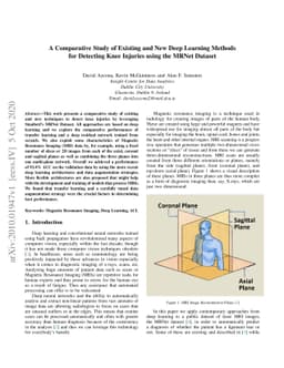 A Comparative Study of Existing and New Deep Learning Methods for
  Detecting Knee Injuries using the MRNet Dataset