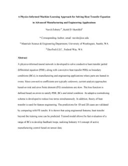 A Physics-Informed Machine Learning Approach for Solving Heat Transfer
  Equation in Advanced Manufacturing and Engineering Applications