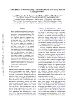 Viable Threat on News Reading: Generating Biased News Using Natural
  Language Models