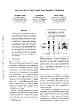 Improving Neural Topic Models using Knowledge Distillation