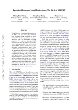 Pretrained Language Model Embryology: The Birth of ALBERT